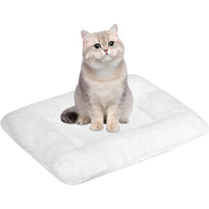 Bonlife White Pet Pad for Indoor,Winter Soft and Comfortable Warming Lambs Wool Cushion Suitable for Small Cat House,Washable Dog Bed Pad,45x45X6cm