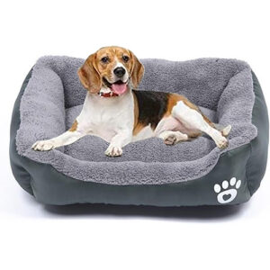 SuperGift.com Dog Cat Bed Soft, Fluffy Puppy Bed, Warm and Soft Pet Cosy Anti Anxiety Beds with Non-Slip Bottom and Washable, Grey (Medium)